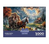 Chariot Puzzle 1000 Pièces Jouet en Bois Cadeau Unique De l'art De La Décoration Foin Rural d'automne Challenge Toy Adultes & Enfants des 14 Ans 70x50cm/1000pcs
