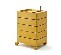 Chariot rangement 5 niveaux pour salon buanderie rangement Resserre Cuisine 4 Paniers rotatifs collations roulettes Ginger Yellow