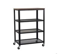 Chariot Relaxdays, 4 étagères, industriel, cuisine et salon, H x L x P : 85 x 60 x 40 cm, chariot à roulettes, noir/brun