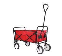 Chariot - Rouge - Chariot de plage - Chariot de jardin pliable - Avec barre de poussée - Pour une utilisation en extérieur - Capacité de charge de 115 kg - Pour tous les terrains