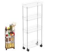 Chariot Roulant De Salle De Bain - Rangements Multicouches, Roulettes De Rangement, Chariot Utilitaire Mobile Mince Avec Roulettes Pivotantes À 360 Degrés, Construction En Métal ABS Acrylique Durable