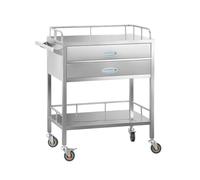 Chariot roulant en acier inoxydable, chariot de laboratoire médical/dentaire avec roulettes pivotantes, tiroir à 48 compartiments, pour salon de beauté, hôpital, clinique, maison(Silver,2nd floor)