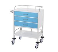 Chariot roulant en acier inoxydable, chariot de laboratoire médical/dentaire avec roulettes pivotantes, tiroir à 48 compartiments, pour salon de beauté, hôpital, clinique, maison(Blue,3rd floor)