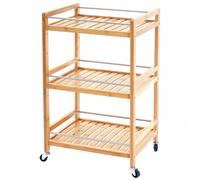 Chariot Roulant Hwc-D91, Étagère À Roulettes, Bibliothèque, Desserte, 3 Niveaux, Bambou 76x46x38cm Multicolore