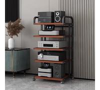 Chariot roulant pour composants audio/vidéo HiFi - Support robuste à 3/4/5 niveaux avec roulettes - Rack AV portable pour salon étagère d'angle finition marron