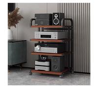 Chariot roulant pour composants audio vidéo - Support HiFi avec roues 3/4/5 niveaux robuste AV Media Rack armoire stéréo portable pour salon et home cinéma (marron)