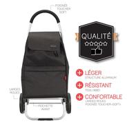 Chariot de shopping - L 48 cm x l 29,5 x H 99,5 - Noir Noir