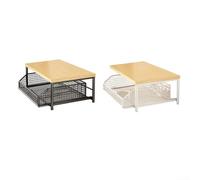 Chariot stable pour micro-ondes avec support en L renforcé et panier coulissant inférieur pour ranger les ustensiles de cuisine (blanc)