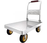 Chariot sur Roues, Chariot Robuste, Diable à Plate-Forme Pliante, Entrepôt De Jardin Chariot Pliant Facile à Stocker Argenté, 90x60cm