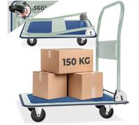 Chariot - TECTAKE - Chariot à plateforme pliable 4 roues et 2 freins, en acier, capacité de charge de 150 kg, 73 x 47 x 83 cm- Blanc