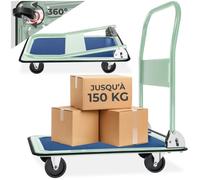 CHARIOT - TECTAKE - Chariot Pliable 4 roues en Acier 73 cm x 47 cm x 83 cm Charge 150 kg - Blanc