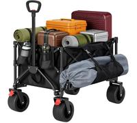 Chariot Tout-Terrain Pliable - WOLTU Brouette Multifonctionnel 150L - Charge 180kg - Noir
