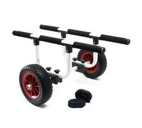 Chariot Transport Alu 90kg Grande Roue PU Ø22cm Kayak Canoë Sécurité Fixation