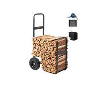 Chariot Transport Bois Capacité 113,4kg 67x52x110cm Avec Roues et Housse Imperméable