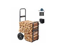 Chariot Transport Bois de Chauffage Charge 113 4 kg Chariot de Bûches de Bois Acier 67x52x110 cm Range Bûche Intérieur avec Roues
