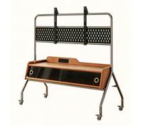 Chariot TV Meuble Télé Support avec Roulette Pied Pivotant et Réglable en Hauteur de 40 à 75 Pouces,Support TV au Sol Meuble TV Mobile avec Pied en Bois,pour Chambre, extérieur(B)