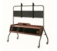 Chariot TV Meuble Télé Support avec Roulette Pied Pivotant et Réglable en Hauteur de 40 à 75 Pouces,Support TV au Sol Meuble TV Mobile avec Pied en Bois,pour Chambre, extérieur(A)