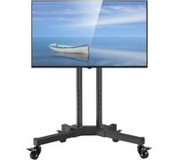 Chariot TV mobile à roulettes réglable en hauteur pour chambre à coucher et salon Meuble TV portable avec rangement pour téléviseurs à écran plat, mobilité et stabilité faciles