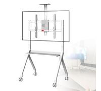 Chariot TV mobile avec roues verrouillables à 360°, support ergonomique pour écrans de 42 à 75 pouces, réglable et portable pour la maison, le bureau et la salle de classe