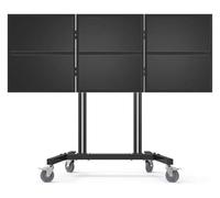 Chariot TV mobile avec roues verrouillables Support roulant réglable en hauteur pour écrans LCD de 15 à 27" Support d'affichage à six écrans Support TV portable pour la maison et le bureau