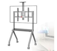 Chariot TV mobile avec roulettes verrouillables, support ergonomique pour écrans de 42 à 75 pouces, réglable et portable pour la maison, le bureau, la salle de classe, support pivotant à 360°