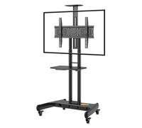 Chariot TV mobile réglable sur roulettes pour téléviseurs de 32 à 75 pouces - Support robuste pouvant supporter jusqu'à 45,4 kg - Support TV roulant avec plateau pour la maison, le bureau et les