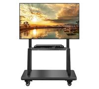 Chariot TV mobile robuste sur roulettes pour téléviseurs LCD/LED de 32 à 75 pouces Chariot roulant avec étagère réglable pour ordinateur portable - Idéal pour la maison et le bureau