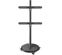 Chariot TV roulant avec roulettes pour téléviseurs de 37 à 75 pouces, hauteur réglable et rotation à 360 °, bras de support pour écran mobile pour un mouvement facile et une visualisation optimale