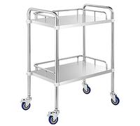 Chariot utilitaire à 3 étages en acier inoxydable avec roulettes, chariot de service de cuisine, chariot de rangement amovible pour la maison et le restaurant, 66 x 44 x 86 cm