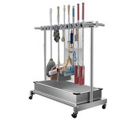 Chariot utilitaire à double rangée en acier inoxydable avec roues - Nizer de sol mobile pour garage, jardin, école - Solution de rangement polyvalente pour un accès facile