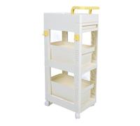 Chariot Utilitaire à roulettes à 3 Niveaux avec Crochets pour tiroirs, Organiseur de Rangement Multifonctionnel pour Cuisine, Salle de Bain, Salon, Bureau, Plastique 34,4 x 14,4 x
