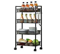 Chariot utilitaire à roulettes à 4 niveaux Chariot de rangement polyvalent en métal pour cuisine, bureau, garage et salle de bains. Chariot de service empilable avec design moderne (couleur : B)