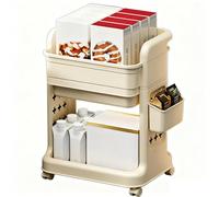 Chariot Utilitaire À roulettes en Plastique PP Épais avec Tiroir Amovible Organiseur de Rangement pour Cuisine pour Cuisine, Buanderie, Endroits Étroits(White,46 * 36 * 22.5cm)