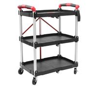 Chariot utilitaire à roulettes robuste à 3 niveaux avec roues verrouillables et 2 poignées - Chariot de rangement polyvalent en plastique pour cuisine, cantine, bureau et maison