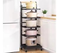 Chariot utilitaire à roulettes robuste à 5 niveaux pour cuisine et jardin, gain de place, pour casseroles, poêles et fournitures, utilisation en intérieur/extérieur, mobilité facile et construction