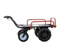 Chariot utilitaire de jardin robuste à 4 roues, benne basculante en acier for la manutention de matériaux extérieurs et industriels(Electric carts-blue)