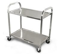 Chariot utilitaire en acier inoxydable à 2/3 niveaux à roulettes multifonction pour cuisine et rangement gain de place 95 x 50 x 95 cm