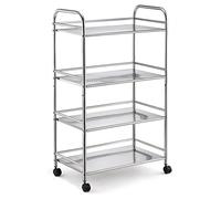 Chariot Utilitaire en Acier Inoxydable à 4 Niveaux, Chariot Roulant Robuste en métal for Aliments, for Cuisine, Restaurant, hôpital, Laboratoire et Maison(60x35x100cm)