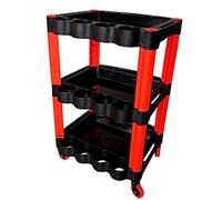 Chariot utilitaire mobile à 3 niveaux avec plaque de suspension latérale et porte-bouteilles, station de travail multifonction pour les détails de voiture et l'organisation d'ateliers