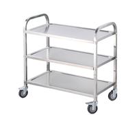 Chariot Utilitaire Mobile en Acier Inoxydable, Chariot de Cuisine Robuste, Chariot de Service Multifonctionnel Commercial sur Roues, très Grand Atelier médical 3-Layer 75 * 40 * 82cm