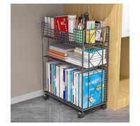 Chariot Utilitaire Organisateur Chariot de Rangement en métal Roulant Porte-revues Chariots à Livres avec Roues pour Chambre Salon Maison école, Noir