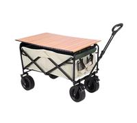 Chariot utilitaire pliable avec grande capacité, poignée et table réglables - Idéal pour le camping, le jardinage, les courses et les activités de plein air - Roues faciles à transporter