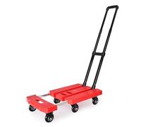 Chariot utilitaire pliable avec roues - Aide au transport portable pour voyage, déménagement, bureau, magasinage (rouge)