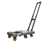 Chariot utilitaire pliable avec roues et poignée télescopique réglable pour jardin, camping, déménagement, entrepôt - Chariot de transport léger gris