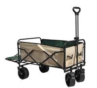Chariot Utilitaire Pliable Avec Roues Tout-terrain, Châssis Robuste En Acier, Capacité De Rangement De 230 L, Frein À Pied, Pour La Plage Le Camping Les Festivals Et Le Jardin,Green2-86*50*102cm