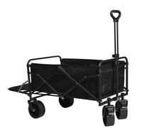 Chariot Utilitaire Pliable Avec Roues Tout-terrain, Châssis Robuste En Acier, Capacité De Rangement De 230 L, Frein À Pied, Pour La Plage Le Camping Les Festivals Et Le Jardin,Black 2-86*50*102cm