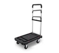 Chariot utilitaire pliable avec roulettes, poignée réglable, chariot roulant portable pour la maison, l'école, le supermarché - Véhicule de transport polyvalent noir