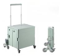 Chariot utilitaire pliable, grande caisse d'épicerie pliable de 100 kg avec roues, capacité de 65 l, grande boîte d'épicerie pliable pour camping (vert, 54 x 53 x 92 cm)