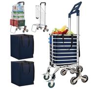 Chariot utilitaire pliable portable de 35 L, chariot d'épicerie avec roues d'escalier, diable pour transporter des livres, de la lessive, des voyages au bureau. Utilisation : couleur : P 3 poignées +