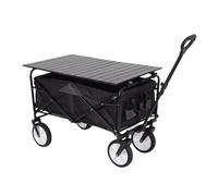 Chariot utilitaire pliable pour camping et jardin - Chariot d'épicerie de grande capacité avec roulettes, poignée réglable et table - Idéal pour les activités de plein air et les pique-niques